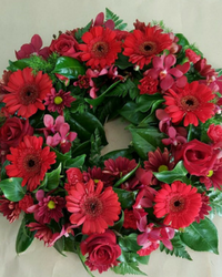 Red wreath of flowers in Bendigo